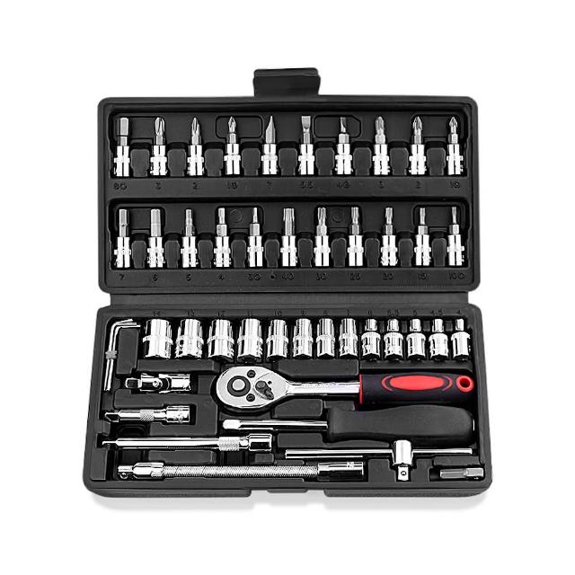 【Goddose】46件汽修套裝工具箱 套筒組 棘輪扳手 五金工具 工具組 接桿 螺絲起子 延長桿