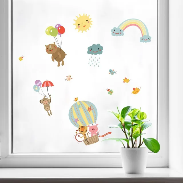 【特力屋】義大利HOME D☆COR卡通壁窗二用貼飾-彩虹汽球C11216