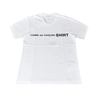 【川久保玲】COMME DES GARCONS黑字印花LOGO造型純棉短袖T恤(XS/S/M/L/XL/白)