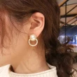 【Emi 艾迷】法式悠然優雅女伶大小珍珠925銀針耳環