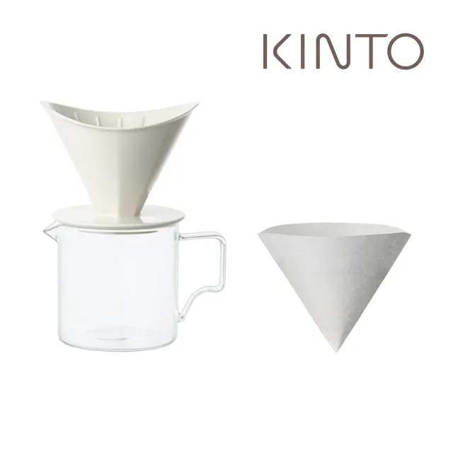 【Kinto】OCT八角濾杯玻璃下壺二件組2杯-白