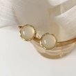 【INES】韓國設計S925銀針復古溫柔圓潤寶石耳環