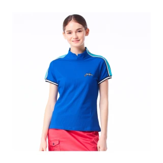 【Jack Nicklaus 金熊】GOLF女款蜂巢布料彈性吸濕排汗POLO衫/高爾夫球衫(藍色)
