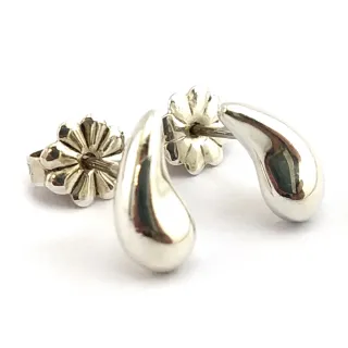 【Tiffany&Co. 蒂芙尼】925純銀-Teardrop 淚滴造型墜飾針式耳環