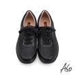 【A.S.O 阿瘦集團】機能休閒 3D超動能閃色沖孔氣墊休閒鞋(黑)