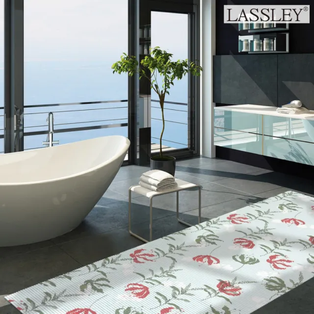 【LASSLEY】2入多功能印花防滑墊65x120cm地墊止滑墊(加厚 鏤空 軟墊 置物墊 防摔墊)