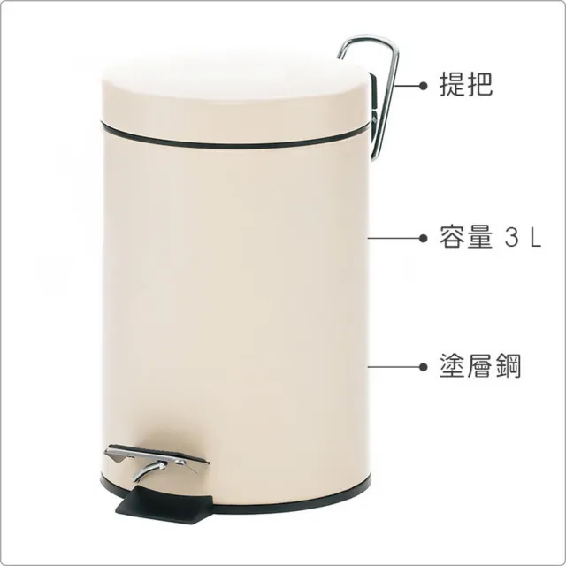 【KELA】德國 簡約腳踏式垃圾桶 米3L  / 回收桶 廚餘桶 踩踏桶