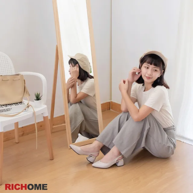 【RICHOME】美儷松木防爆小立鏡/穿衣鏡/全身鏡/網美鏡(台灣製)
