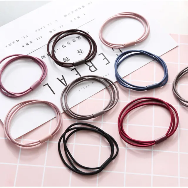 【PS Mall】彈性髮圈 韓版飾品 髮束 高彈力髮飾 三線合一髮圈 10入(G2639)