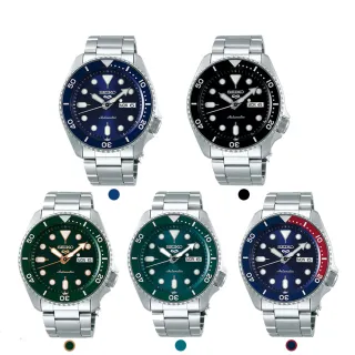 【SEIKO 精工】5 Sports系列水鬼機械錶鋼帶錶42.5mm原廠公司貨(藍/黑/綠/湖水綠/藍紅)