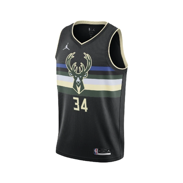 【NIKE 耐吉】背心 NBA Jerseys 籃球球衣 男款 密爾瓦基 公鹿 Dri-FIT 乾爽舒適 黑 綠(CV9484-010)