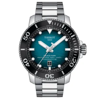【TISSOT 天梭 官方授權】Seastar 2000海星專業600米潛水機械錶-46mm/湖水綠 母親節 禮物(T1206071104100)