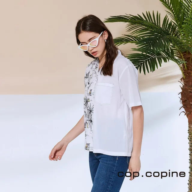【ICHE 衣哲】Cop.Copine 法國原裝進口插畫印花後開衩設計造型襯衫