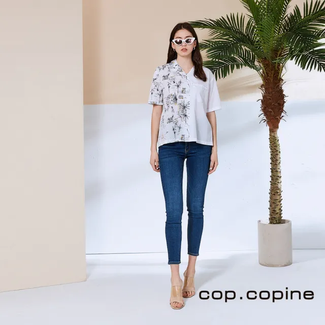 【ICHE 衣哲】Cop.Copine 法國原裝進口插畫印花後開衩設計造型襯衫