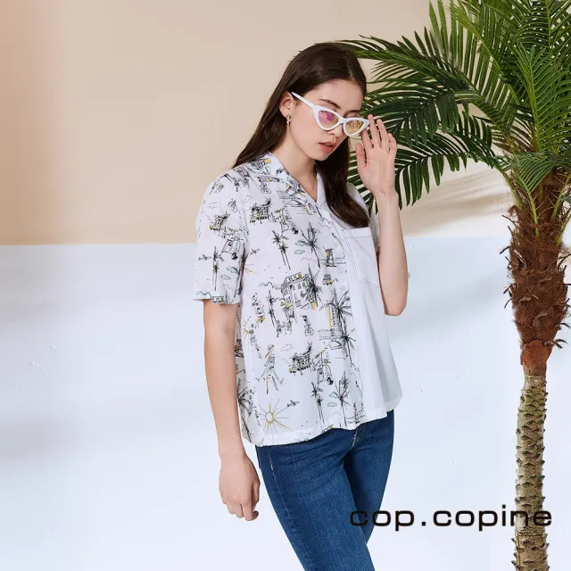 【ICHE 衣哲】Cop.Copine 法國原裝進口插畫印花後開衩設計造型襯衫