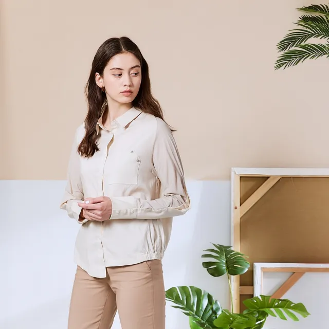 【ICHE 衣哲】Cop.Copine 法國原裝進口不規則落肩拼接造型襯衫上衣