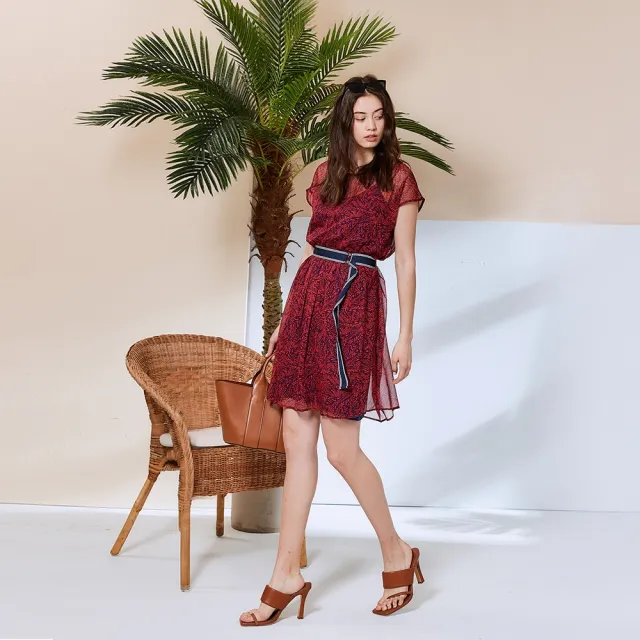 【ICHE 衣哲】Cop.Copine 法國原裝進口印花微透視感造型洋裝