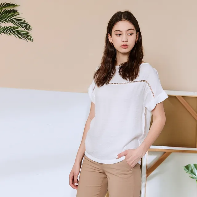 【ICHE 衣哲】Cop.Copine 法國原裝進口簍空落肩簡約百搭造型上衣