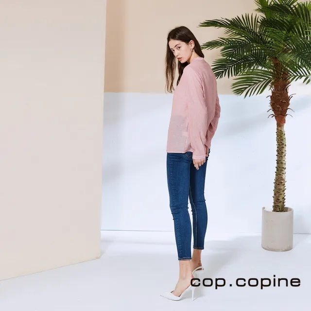 【ICHE 衣哲】Cop.Copine 法國原裝進口流蘇造型襯衫上衣-花簇粉