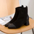 【FAIR LADY】芯太軟 異材質拼接絲絨質感低跟短靴(黑、8A2439)