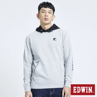 【EDWIN】男裝 EFS 機能大口袋長袖連帽T恤(淺灰色)