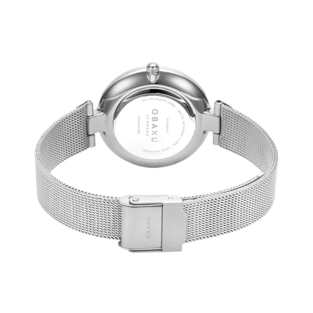 【OBAKU】渦旋幾何時尚腕錶-銀X白(V256LXCIMC)