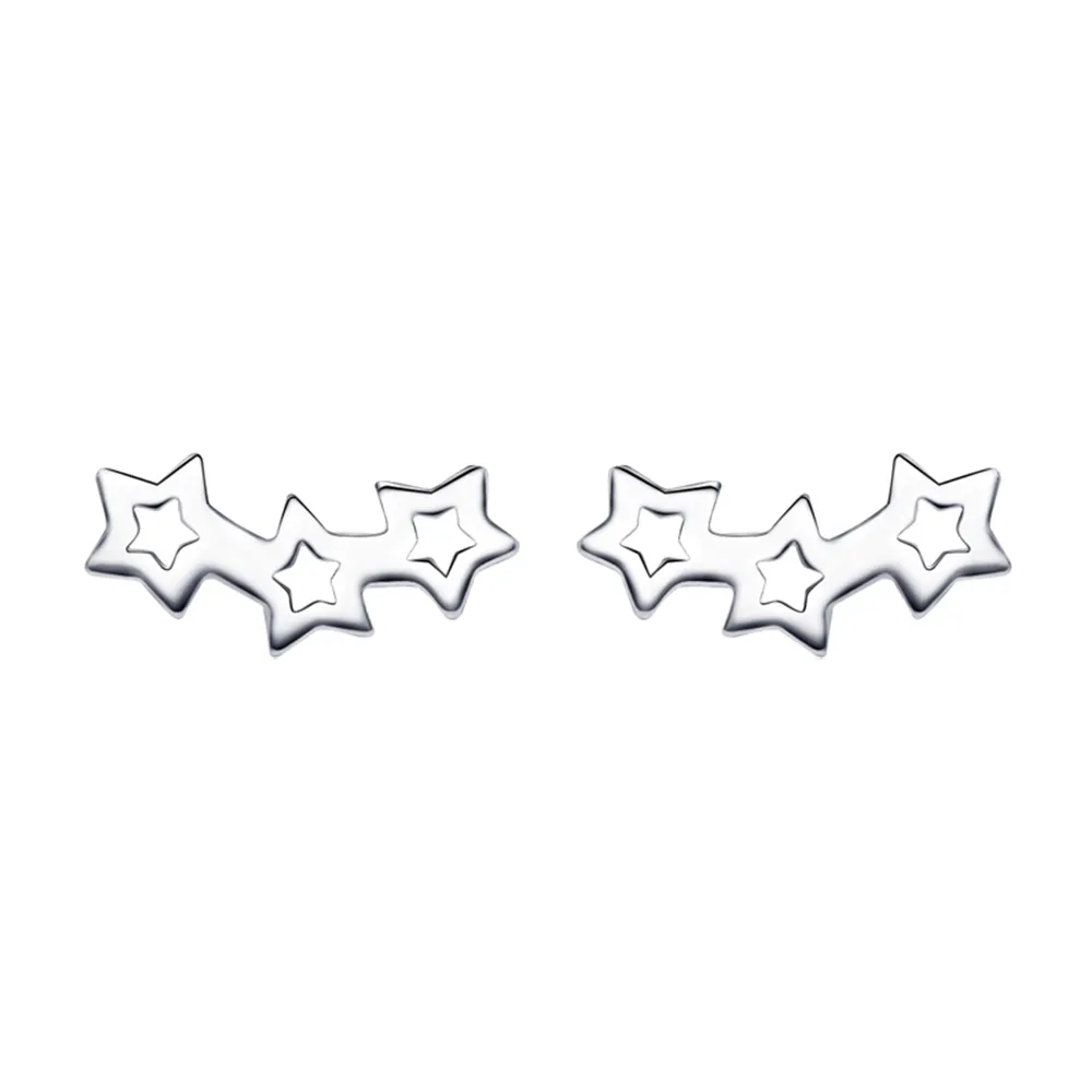 【925 STARS】純銀925縷空線條星星造型耳釘