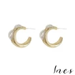 【INES】韓國設計925銀針法式金屬厚C圈珍珠耳環