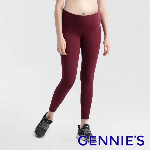 【Gennies 奇妮】FITNESS蜜桃輕托運動褲-紅(孕婦褲 彈力褲 韻律褲 修身 機能布)