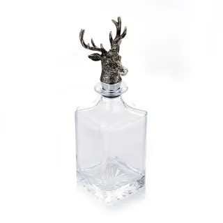 【Finara 費納拉】公鹿造型酒塞威士忌餐酒直角玻璃瓶