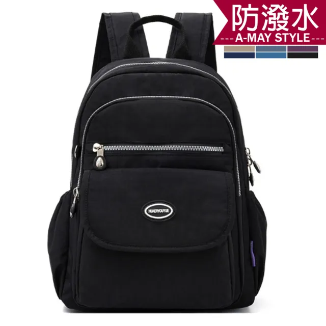 【Amay Style 艾美時尚】現貨 雙肩包 防潑水 繽紛大空間實用出遊後背包/大(2色)