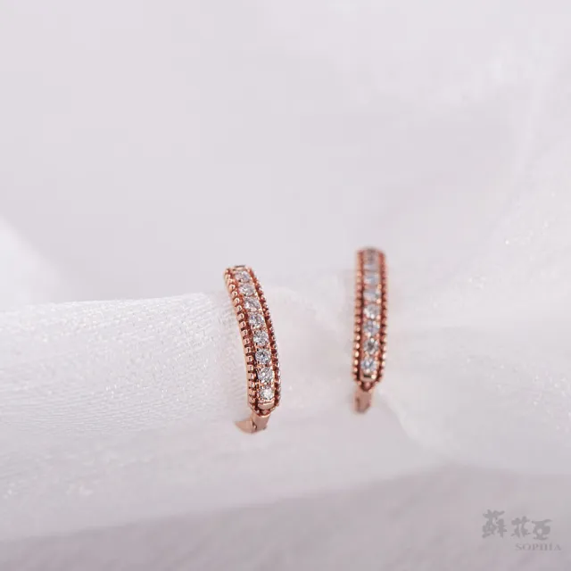 【蘇菲亞珠寶】14K玫瑰金 雙D造型 鑽石耳環