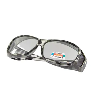 【Z-POLS】頂級淺色系Polarized偏光 質感豹紋黑可包覆近視眼鏡設計偏光太陽眼鏡(抗UV400鏡片)