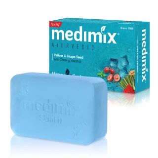 【Medimix】皇室藥草浴美肌皂 藍寶石沁涼皂-岩蘭草&葡萄籽125g(*10入)