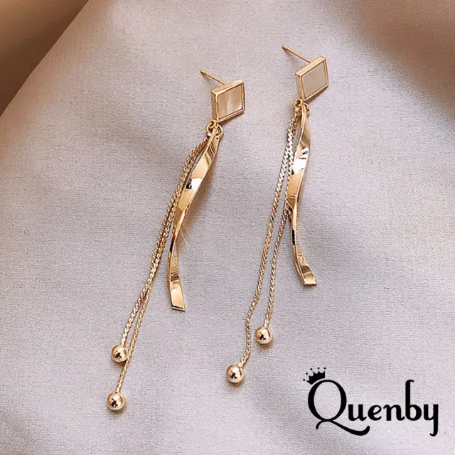 【Quenby】925純銀 氣質美女款簡約長耳環/耳針(AMOR Quenby/飾品/配件)