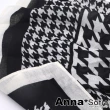 【AnnaSofia】柔軟棉麻感披肩圍巾-大小千鳥紋拼接 現貨(黑白系)
