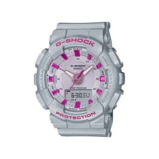 【CASIO 卡西歐】卡西歐 G-SHOCK 甜美龐克雙顯手錶(銀灰x桃紅 GMA-S130NP-8A)