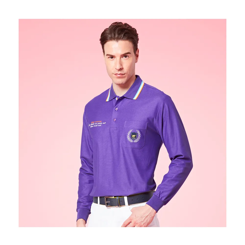 【Jack Nicklaus 金熊】GOLF男款吸濕排汗POLO衫/高爾夫球衫(紫色)