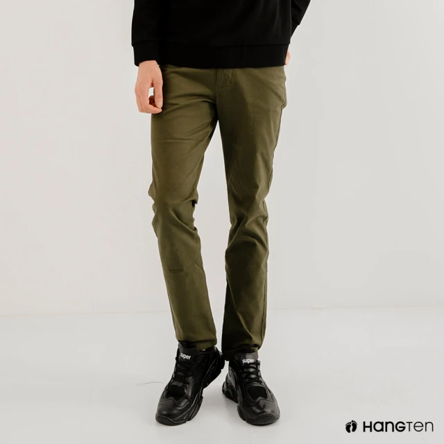 【Hang Ten】男裝-經典款-SKINNY FIT緊身長褲(深綠色)