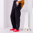 【betty’s 貝蒂思】寬版笑臉繡線長褲(黑色)
