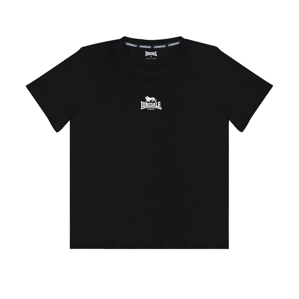 【LONSDALE 英國小獅】潮流LOGO短袖T恤(黑色 LT250002)