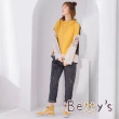 【betty’s 貝蒂思】印花拼接格紋連帽T-shirt(深黃)