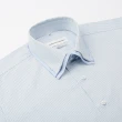 【ROBERTA 諾貝達】進口素材 台灣製 休閒百搭 純棉緹花條紋長袖襯衫(藍色)