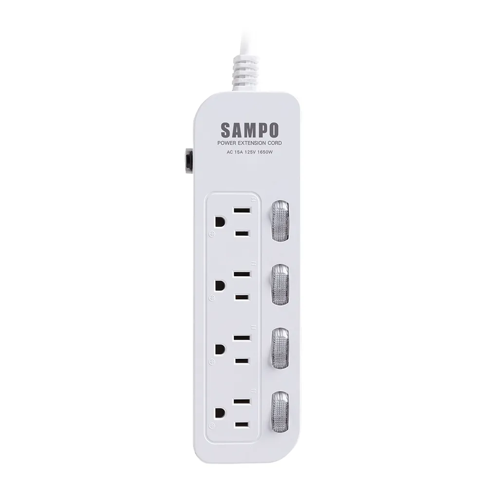 【SAMPO 聲寶】四開四插電源延長線 12尺(EL-W44R12)