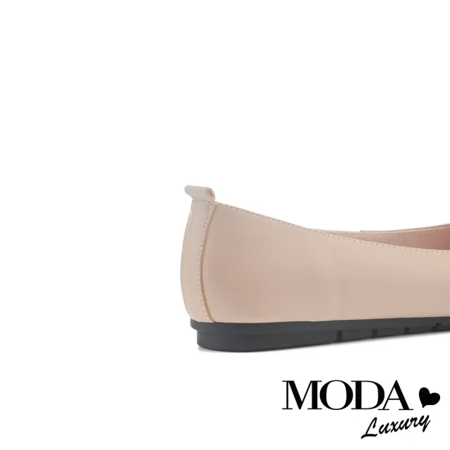 【MODA Luxury】時尚雙色方釦全真皮方頭低跟鞋(粉)