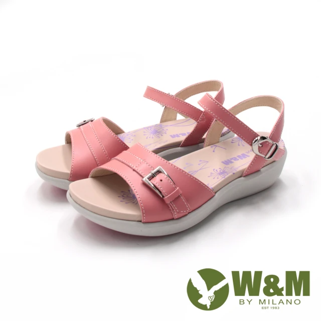 【W&M】女 MIT可調式厚底休閒涼鞋 女鞋(淺粉)