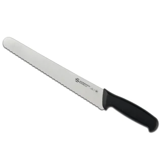 【SANELLI 山里尼】SUPRA系列 彎曲鋸齒麵包刀 26CM 專業黑色 吐司刀(158年歷史、義大利工藝美學文化必備)