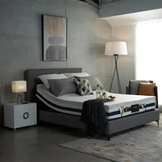 【H&D 東稻家居】MANDEL曼德爾機能5尺雙人電動床3件組-專用床墊+電動床架+床框(電動床 乳膠獨立筒 雙人床)
