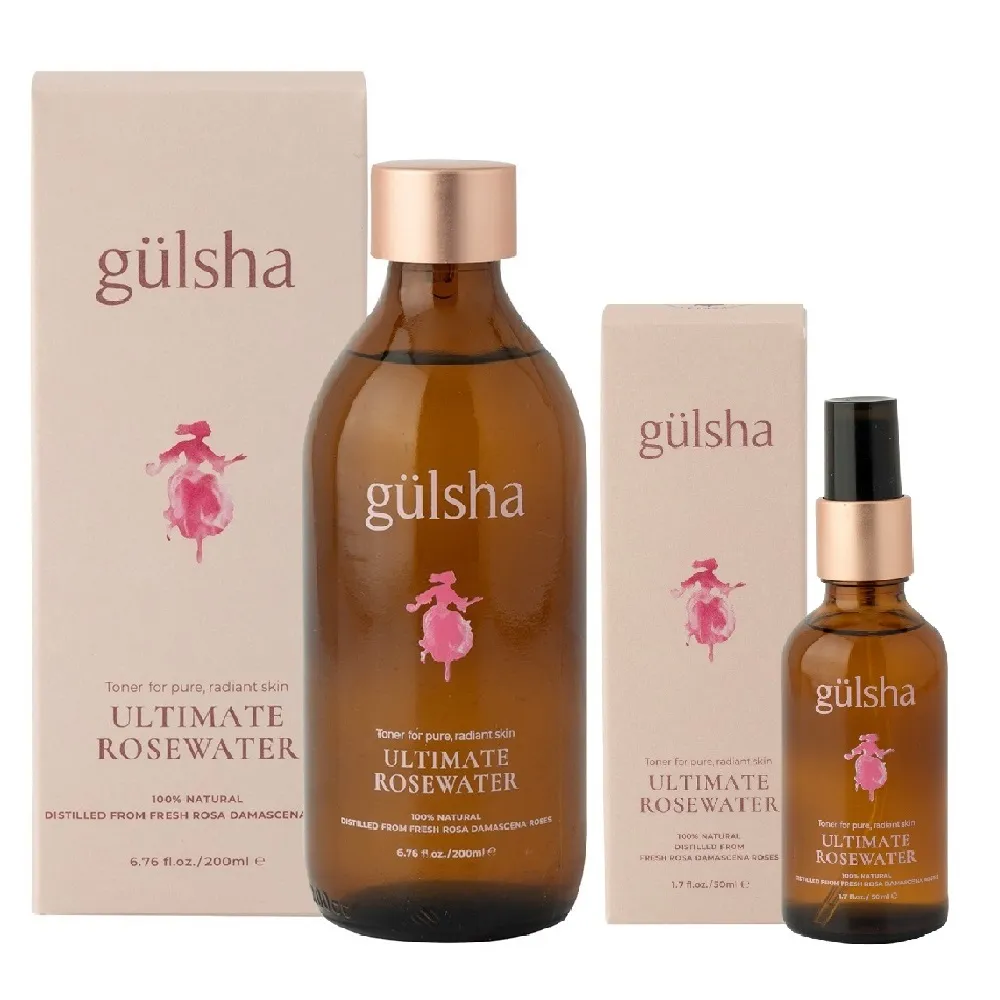 即期品【gulsha 古爾莎】-古爾莎大馬士革極致玫瑰純露200ml+50ml噴霧(保濕化妝水 土耳其玫瑰水 定妝噴霧)