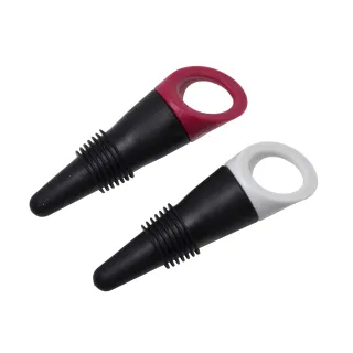 【YU Living 信歐傢居】矽膠拉環式酒瓶塞二件組 紅酒瓶塞 白酒瓶塞(二件一組/2色)